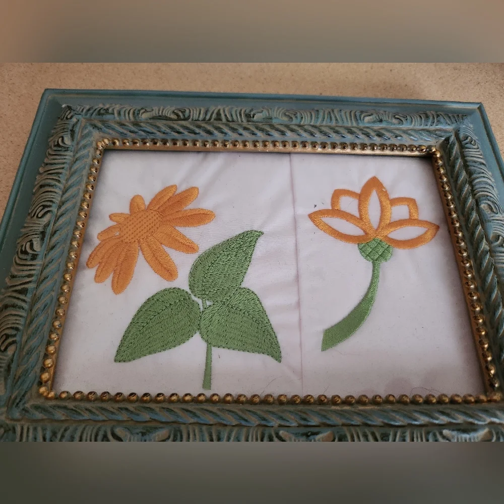 Embroidery Flowers Framed